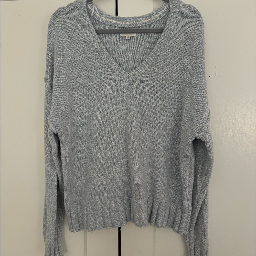 Lucky Brand Heathered Blue V-Neck Sweater
